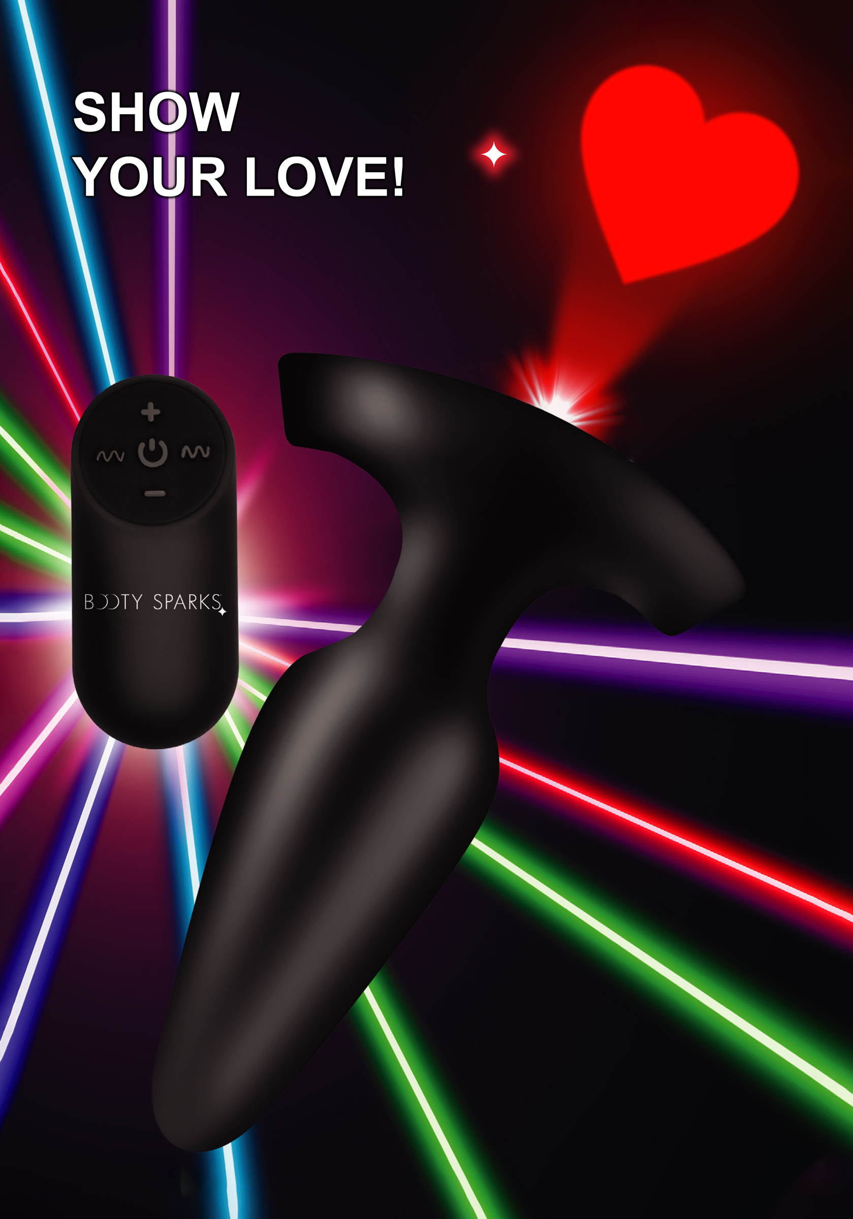 28X Laser Heart Silicone Anal Plug with Remote â Large